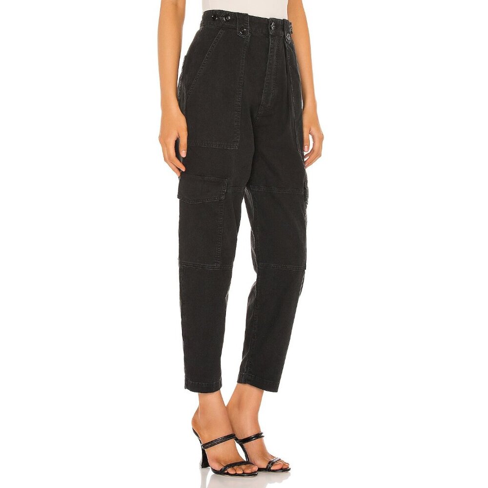 AGOLDE Washed Black MILA UTILITY Balloon Cargo Cropped Barrel Jeans Pants 25 - Picture 2 of 8